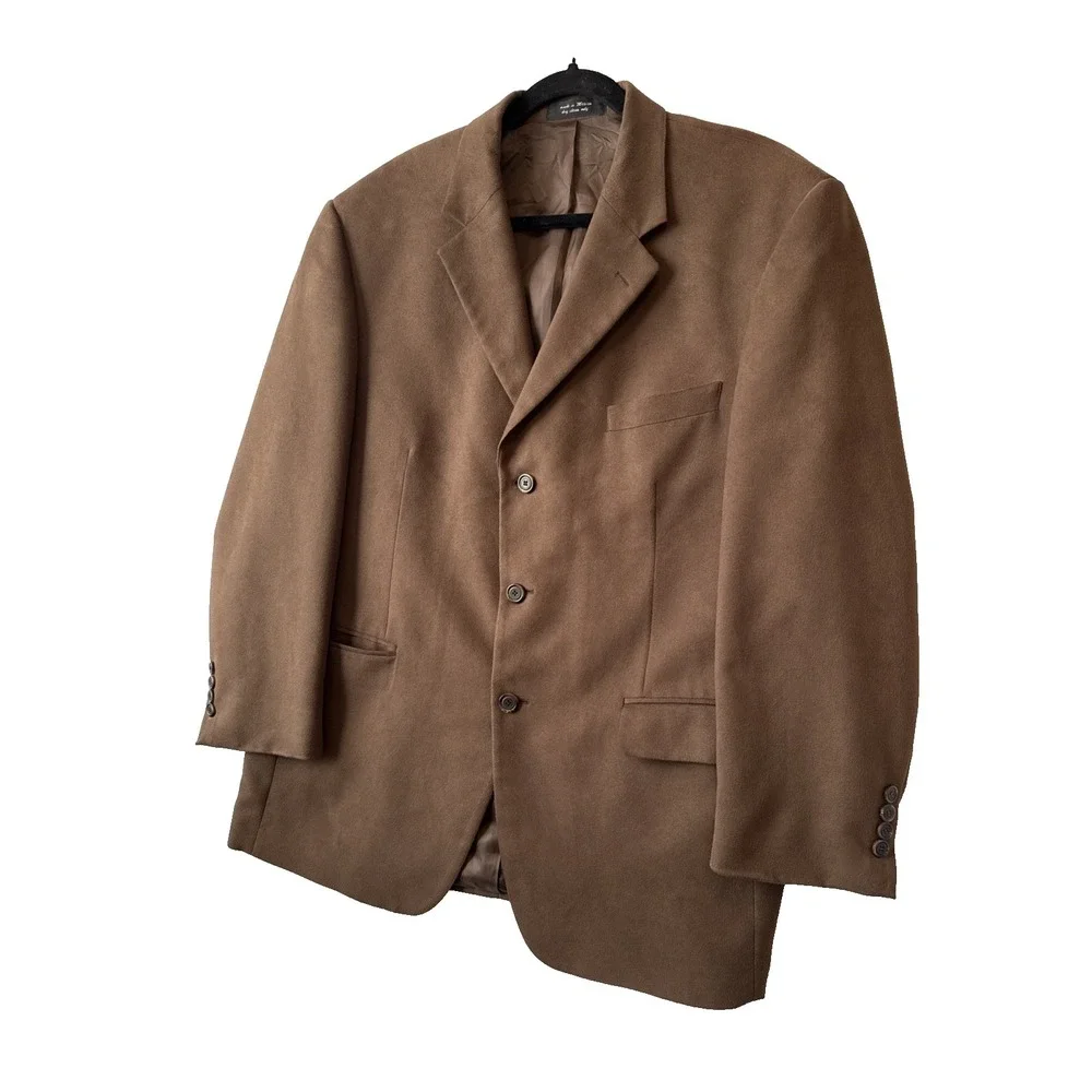 Gianfranco Ruffini Italy Faux Suede Brown 3 Button Blazer Jacket‎ Men's 44R